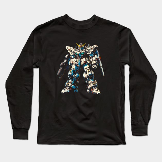 Epic Mecha Showdown T-Shirt: Anime Giant Robot Battle Tee Long Sleeve T-Shirt by Klimek Prints